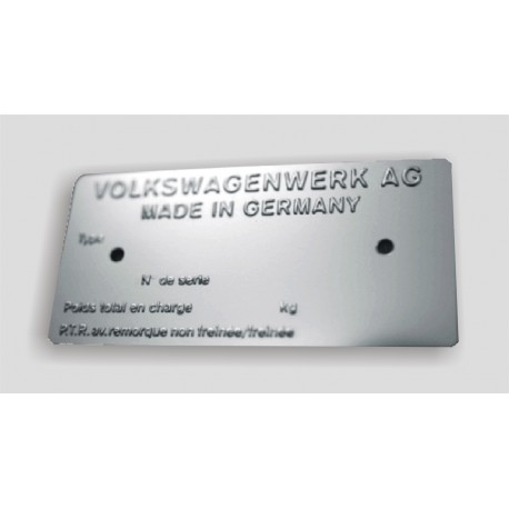 Plaque constructeur volkswagen-typenschild volkswagen-vin plate volkswagen 