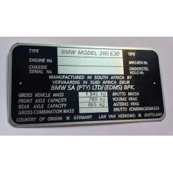 BMW vin tag - BMW id plate