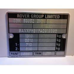 Plaque constructeur Rover