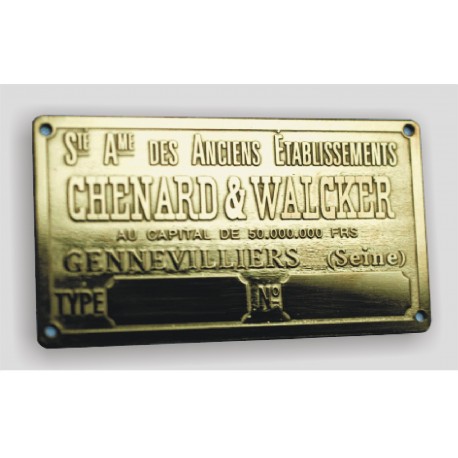 Chenard & Walcker Id plate