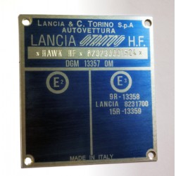 Plaque constructeur Lancia Torino
