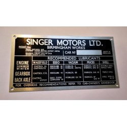Plaque constructeur Singer Motors LTD
