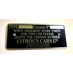 Citroen Cars Ltd chassis plate