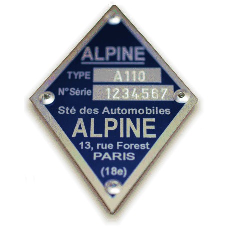 Plaque arrière noire plexi SIV pour Alpine A110 Berlinette