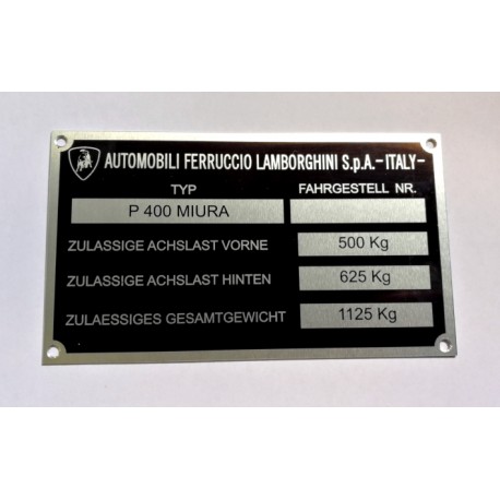 Lamborghini Id plate