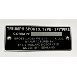 Plaque constructeur Triumph Sports Spitfire
