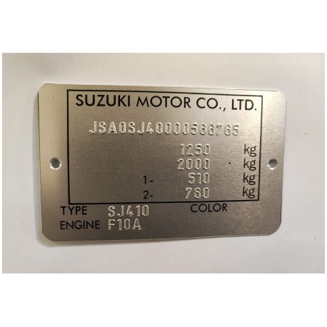 Plaque constructeur Suzuki