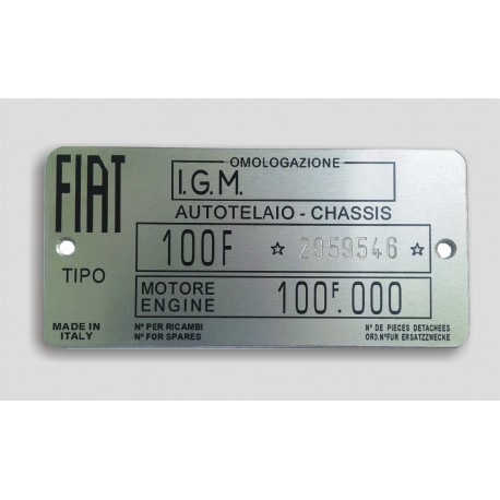 Typenschild Fiat 500 126 70 x 80 mm  new car identification plate