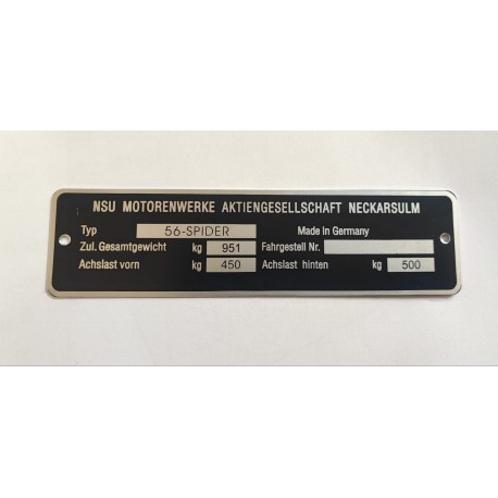 Plaque constructeur NSU