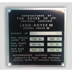 Plaque constructeur Land Rover
