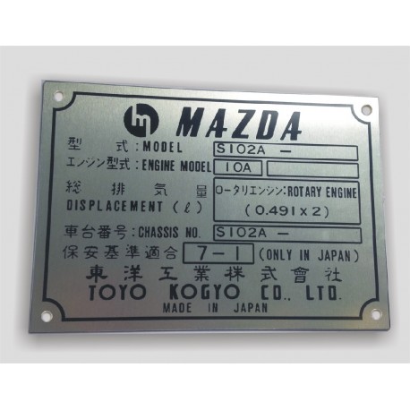 Mazda id plate